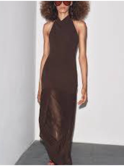 Zara Brown Halter Maxi Dress